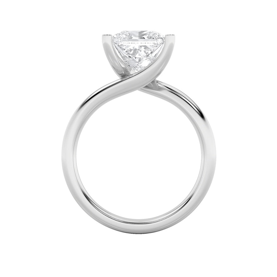 3CTW Princess Shaped Lab Grown Diamond (F/VS) Bypass Shank Engagement Ring in 14K Gold