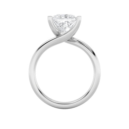 3CTW Princess Shaped Lab Grown Diamond (F/VS) Bypass Shank Engagement Ring in 14K Gold