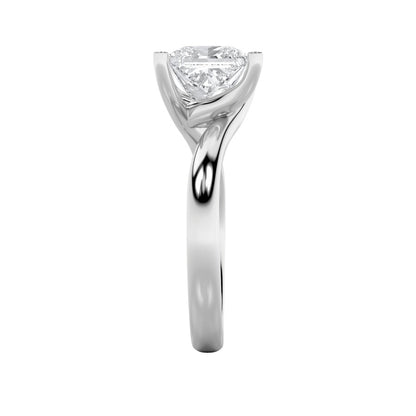 3CTW Princess Shaped Lab Grown Diamond (F/VS) Bypass Shank Engagement Ring in 14K Gold