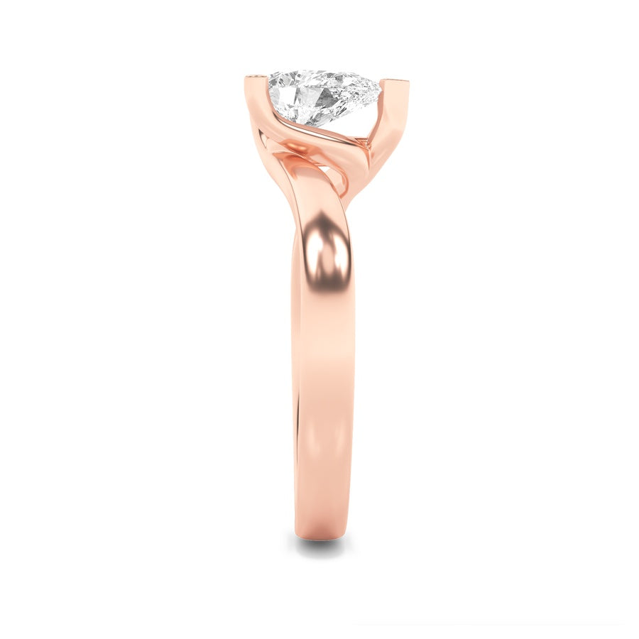 2CTW Pear Shaped Lab Grown Diamond (F/VS) Bypass Shank Engagement Ring in 14K Gold