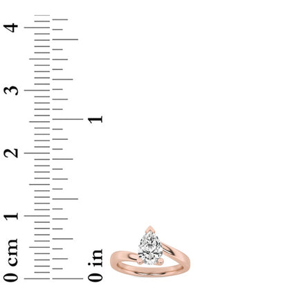 2CTW Pear Shaped Lab Grown Diamond (F/VS) Bypass Shank Engagement Ring in 14K Gold