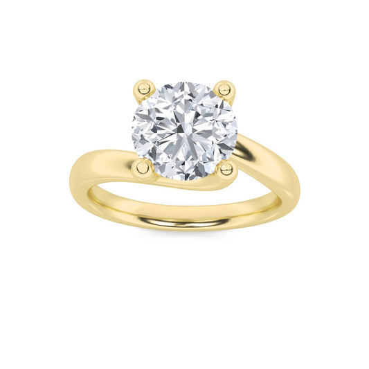 1.5CTW Round Shaped Lab Grown Diamond (F/VS) Bypass Shank Engagement Ring in 14K Gold