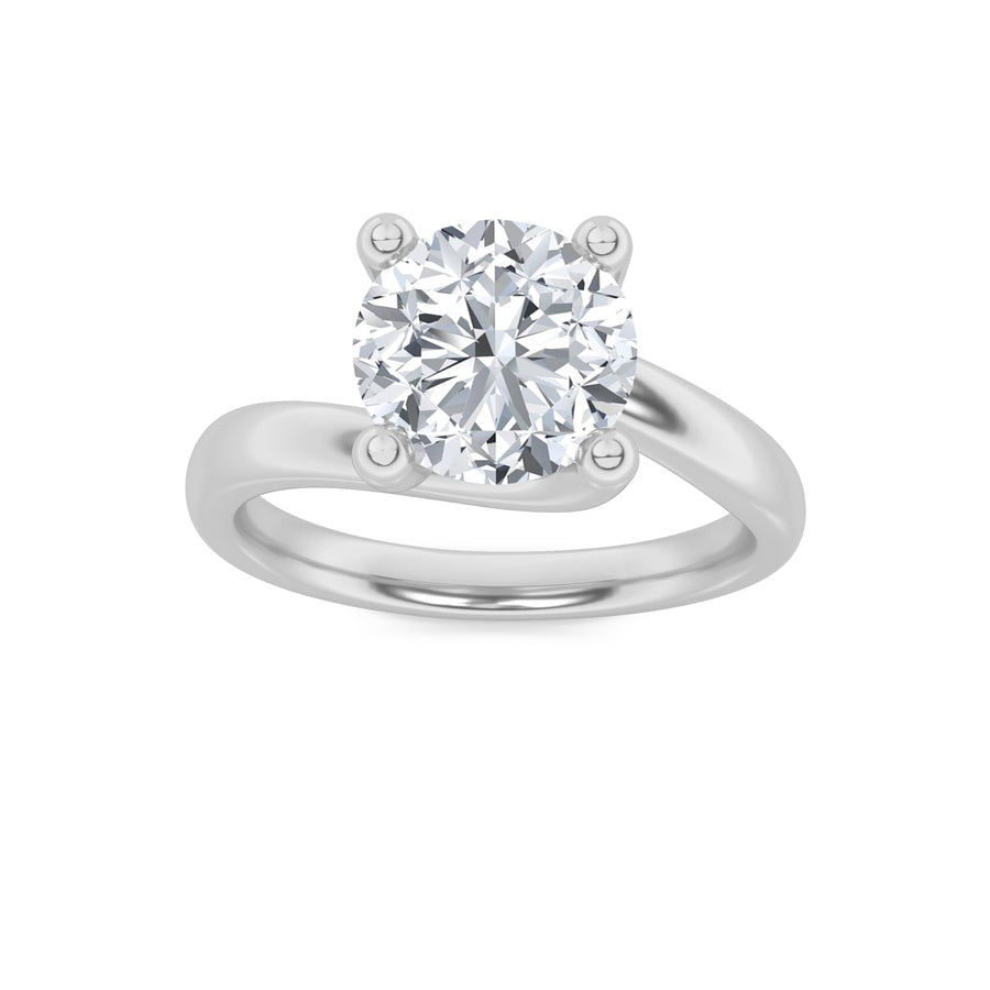 2CTW Round Shaped Lab Grown Diamond (F/VS) Bypass Shank Engagement Ring in 14K Gold