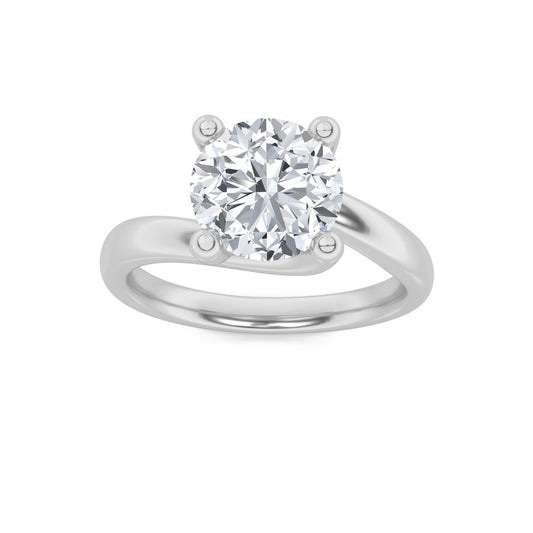 2CTW Round Shaped Lab Grown Diamond (F/VS) Bypass Shank Engagement Ring in 14K Gold