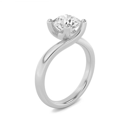 2CTW Round Shaped Lab Grown Diamond (F/VS) Bypass Shank Engagement Ring in 14K Gold