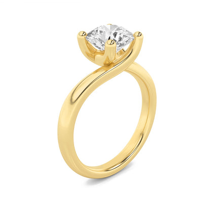 2CTW Round Shaped Lab Grown Diamond (F/VS) Bypass Shank Engagement Ring in 14K Gold