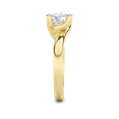 2CTW Round Shaped Lab Grown Diamond (F/VS) Bypass Shank Engagement Ring in 14K Gold