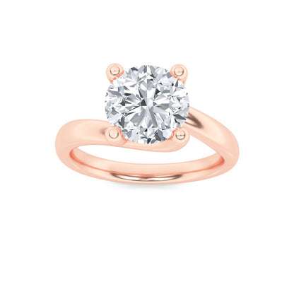2CTW Round Shaped Lab Grown Diamond (F/VS) Bypass Shank Engagement Ring in 14K Gold
