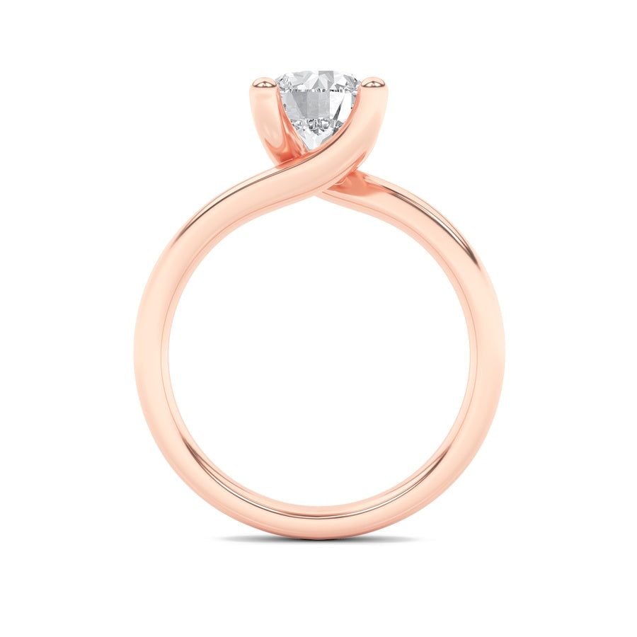 2CTW Round Shaped Lab Grown Diamond (F/VS) Bypass Shank Engagement Ring in 14K Gold