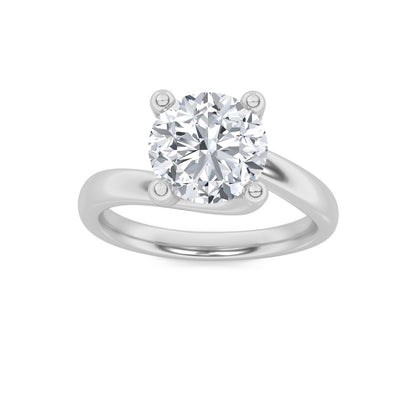 3CTW Round Shaped Lab Grown Diamond (F/VS) Bypass Shank Engagement Ring in 14K Gold