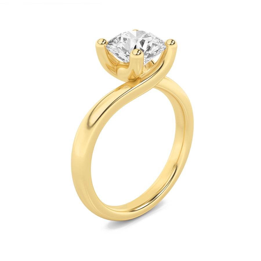 3CTW Round Shaped Lab Grown Diamond (F/VS) Bypass Shank Engagement Ring in 14K Gold