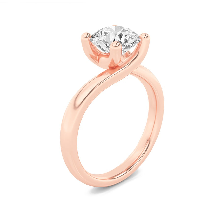 3CTW Round Shaped Lab Grown Diamond (F/VS) Bypass Shank Engagement Ring in 14K Gold