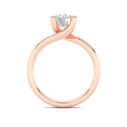 3CTW Round Shaped Lab Grown Diamond (F/VS) Bypass Shank Engagement Ring in 14K Gold