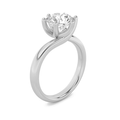 1CTW Round Shaped Lab Grown Diamond (F/VS) Bypass Shank Engagement Ring in 14K Gold
