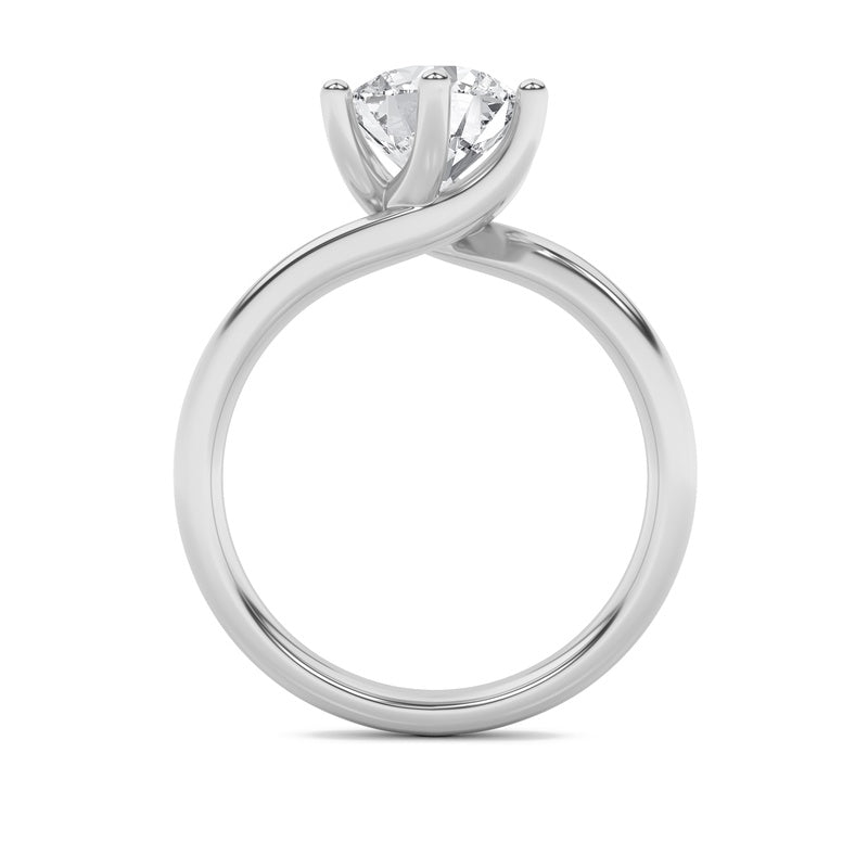 1CTW Round Shaped Lab Grown Diamond (F/VS) Bypass Shank Engagement Ring in 14K Gold