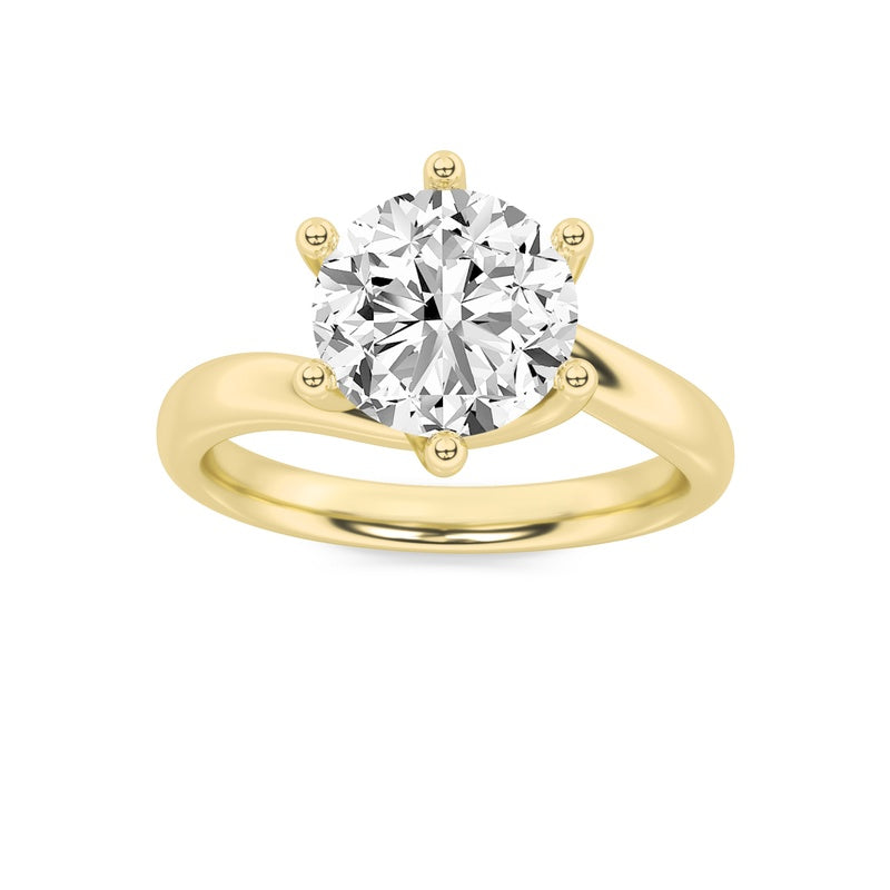 1CTW Round Shaped Lab Grown Diamond (F/VS) Bypass Shank Engagement Ring in 14K Gold