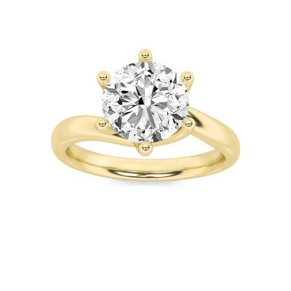 1CTW Round Shaped Lab Grown Diamond (F/VS) Bypass Shank Engagement Ring in 14K Gold