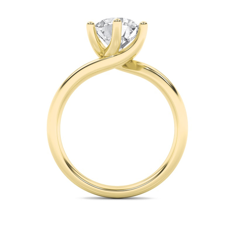 1CTW Round Shaped Lab Grown Diamond (F/VS) Bypass Shank Engagement Ring in 14K Gold