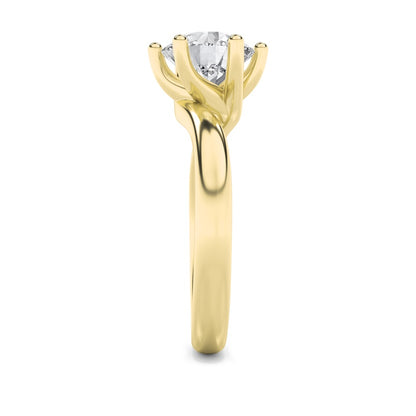 1CTW Round Shaped Lab Grown Diamond (F/VS) Bypass Shank Engagement Ring in 14K Gold
