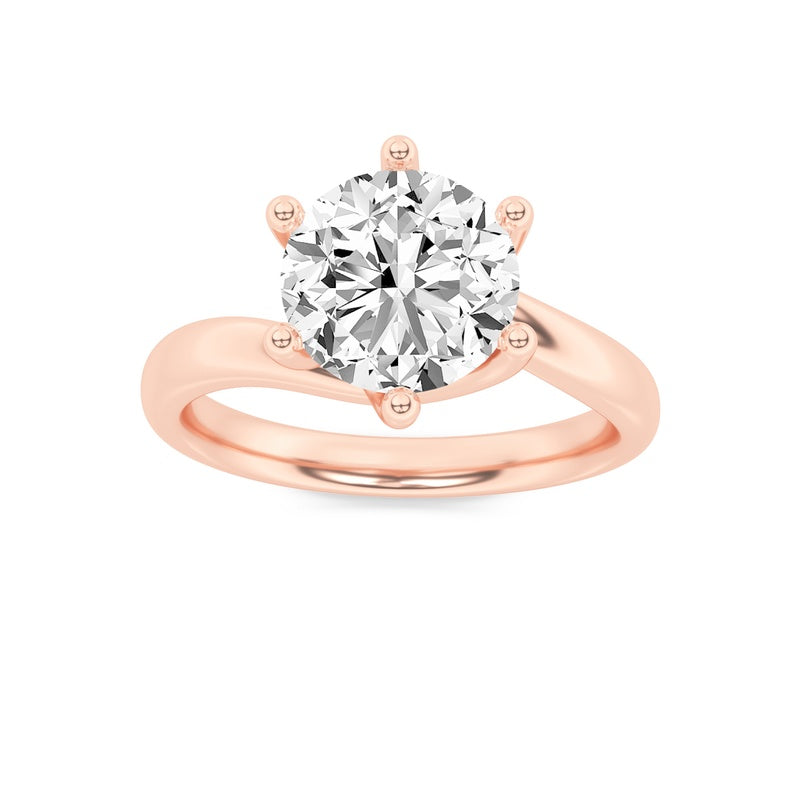 2CTW Round Shaped Lab Grown Diamond (F/VS) Bypass Shank Engagement Ring in 14K Gold