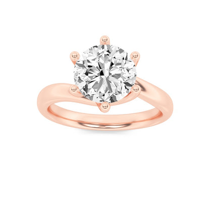 2CTW Round Shaped Lab Grown Diamond (F/VS) Bypass Shank Engagement Ring in 14K Gold