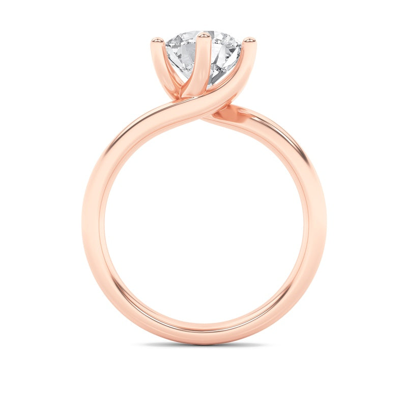 2CTW Round Shaped Lab Grown Diamond (F/VS) Bypass Shank Engagement Ring in 14K Gold