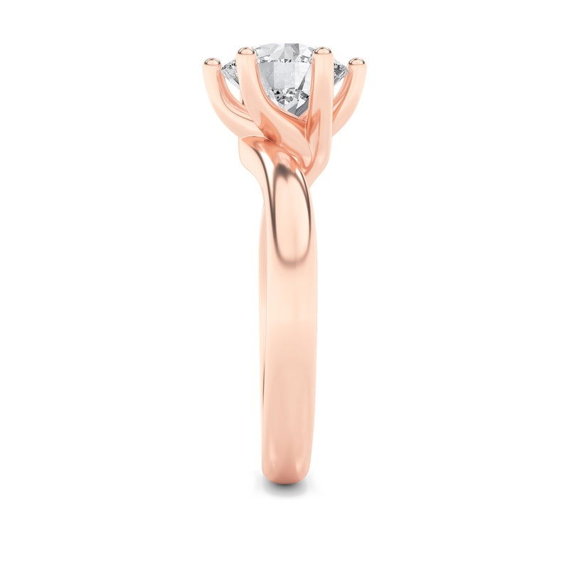 2CTW Round Shaped Lab Grown Diamond (F/VS) Bypass Shank Engagement Ring in 14K Gold