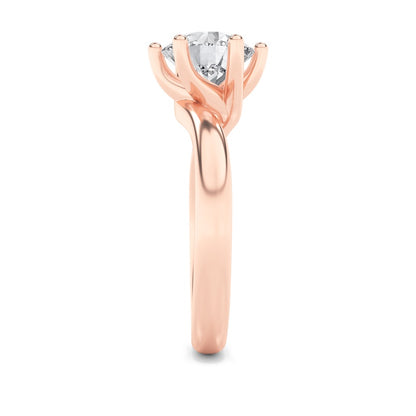 2CTW Round Shaped Lab Grown Diamond (F/VS) Bypass Shank Engagement Ring in 14K Gold