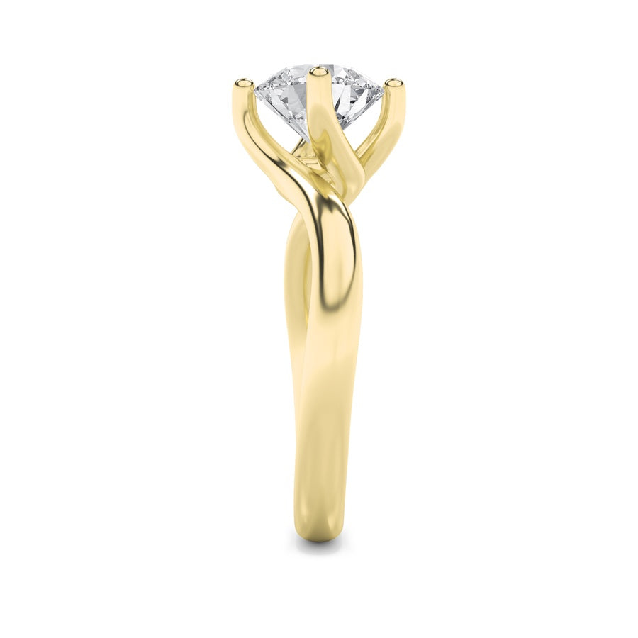 1CTW Round Shaped Lab Grown Diamond (F/VS) Bypass Shank Engagement Ring in 14K Gold