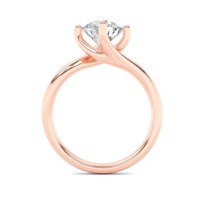 1CTW Round Shaped Lab Grown Diamond (F/VS) Bypass Shank Engagement Ring in 14K Gold
