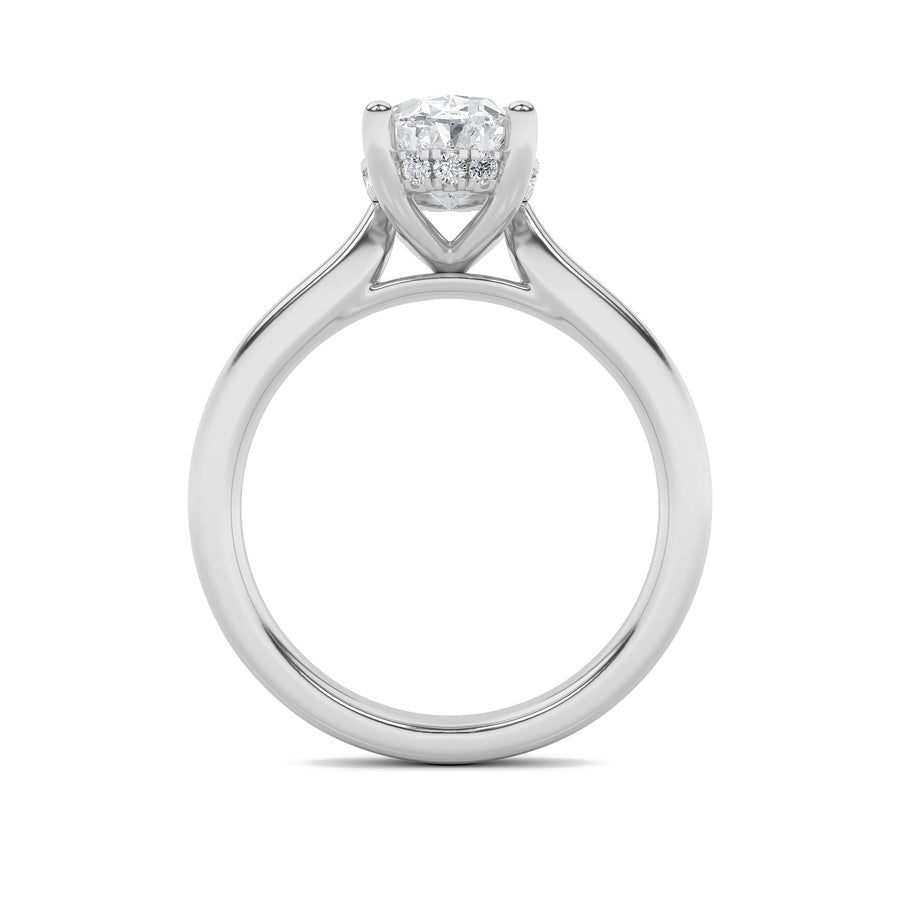 1CTW Oval Shaped Lab Grown Diamond (F/VS) Hidden Halo Cathedral Shank Engagement Ring in 14K Gold