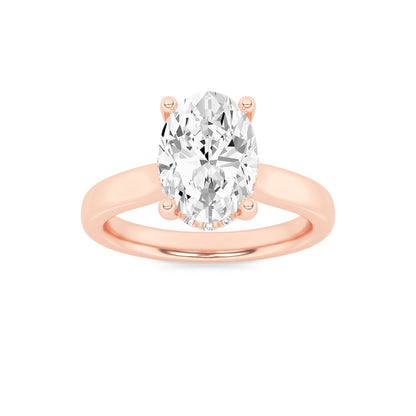 1CTW Oval Shaped Lab Grown Diamond (F/VS) Hidden Halo Cathedral Shank Engagement Ring in 14K Gold