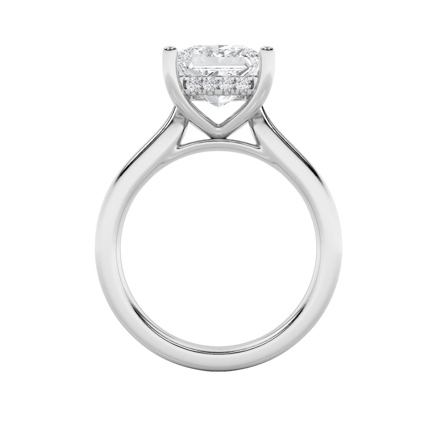 1CTW Princess Shaped Lab Grown Diamond (F/VS) Hidden Halo Cathedral Shank Engagement Ring in 14K Gold