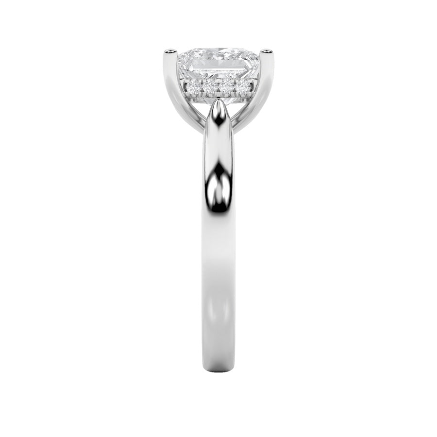 1CTW Princess Shaped Lab Grown Diamond (F/VS) Hidden Halo Cathedral Shank Engagement Ring in 14K Gold