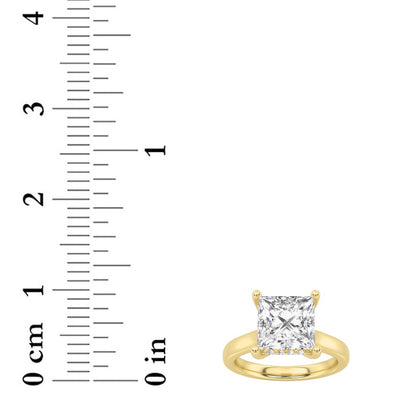 1CTW Princess Shaped Lab Grown Diamond (F/VS) Hidden Halo Cathedral Shank Engagement Ring in 14K Gold
