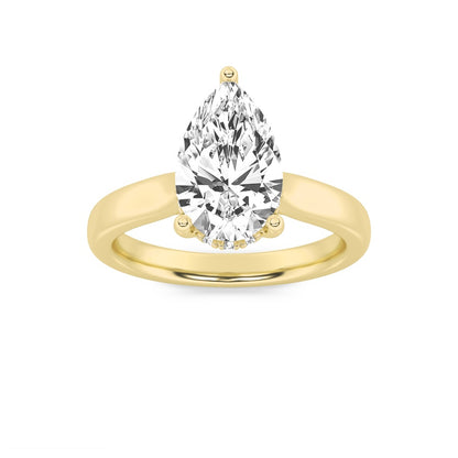 1CTW Pear Shaped Lab Grown Diamond (F/VS) Hidden Halo Cathedral Shank Engagement Ring in 14K Gold