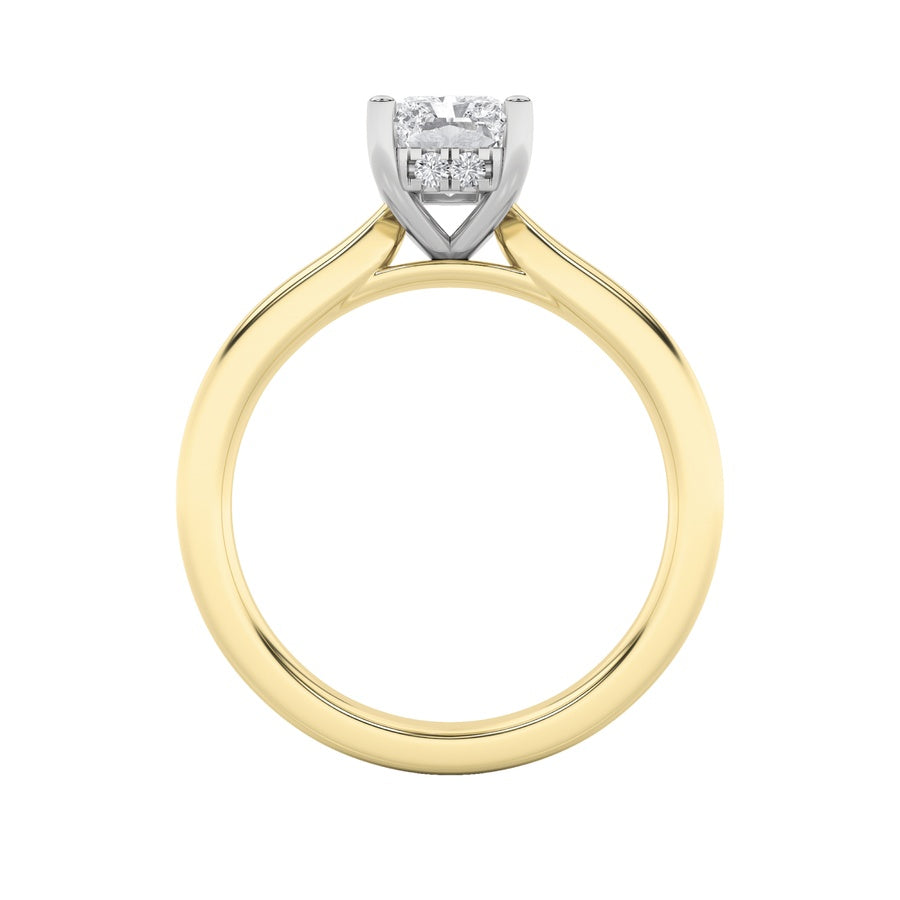 1.5CTW Radiant Shaped Lab Grown Diamond (F/VVS) Hidden Halo Cathedral Shank Engagement Ring in 14K Gold