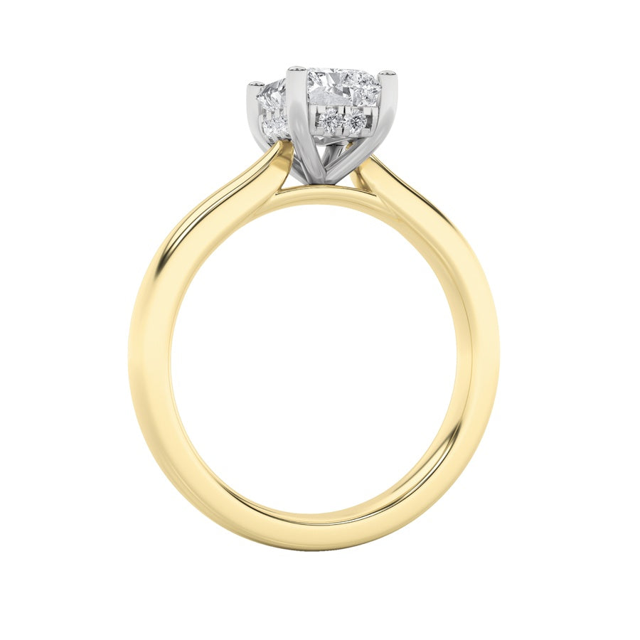 1.5CTW Radiant Shaped Lab Grown Diamond (F/VVS) Hidden Halo Cathedral Shank Engagement Ring in 14K Gold
