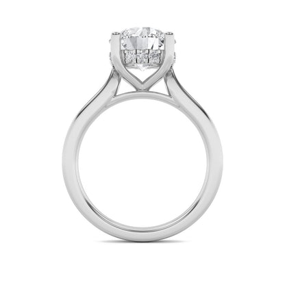 1.5CTW Round Shaped Lab Grown Diamond (F/VS) Hidden Halo Cathedral Shank Engagement Ring in 14K Gold