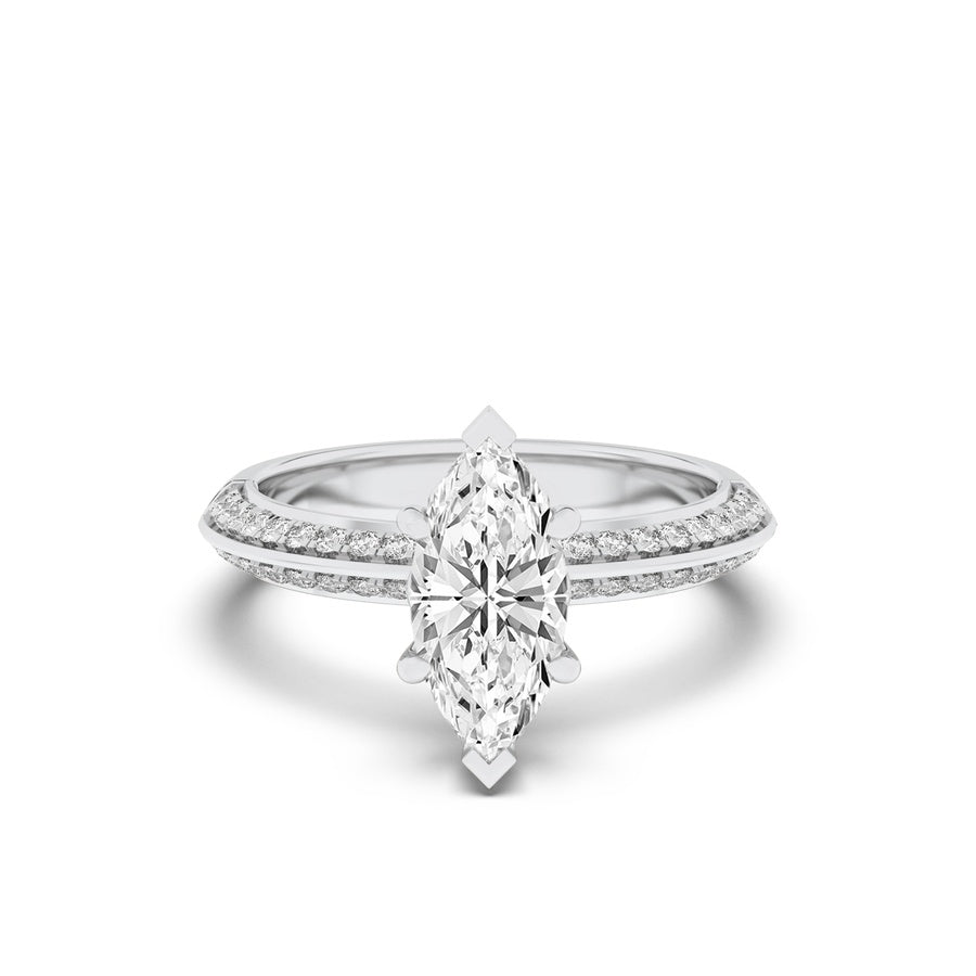 2.5CTW Marquise Shaped Lab Grown Diamond (F/VS) Ring in 14K Gold