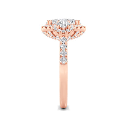 3CTW Oval Shaped Lab Grown Diamond (F/VS) Three Stone Accented Ring in 14K Gold