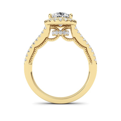 2CTW Pear Shaped Lab Grown Diamond (F/VS) Split Shank Accented Ring in 14K Gold
