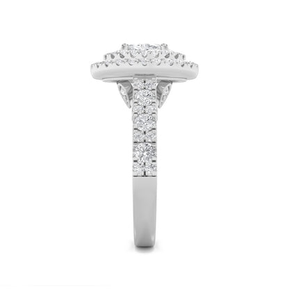 2CTW Oval Shaped Lab Grown Diamond (F/VS) Double Halo Engagement Ring in 14K Gold