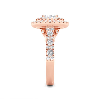 2CTW Oval Shaped Lab Grown Diamond (F/VS) Double Halo Engagement Ring in 14K Gold