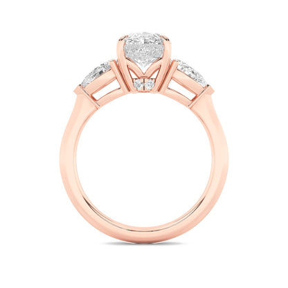 3CTW Oval Shaped Lab Grown Diamond (F/VS) Three Stone Hidden Halo Ring in 14K Gold