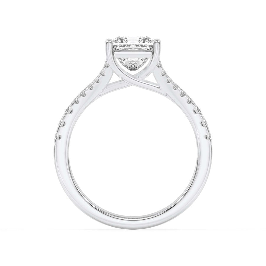 2CTW Princess Shaped Lab Grown Diamond (F/VS) Split Shank Trellis Engagement Ring in 14K Gold