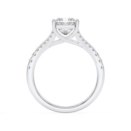 2CTW Princess Shaped Lab Grown Diamond (F/VS) Split Shank Trellis Engagement Ring in 14K Gold