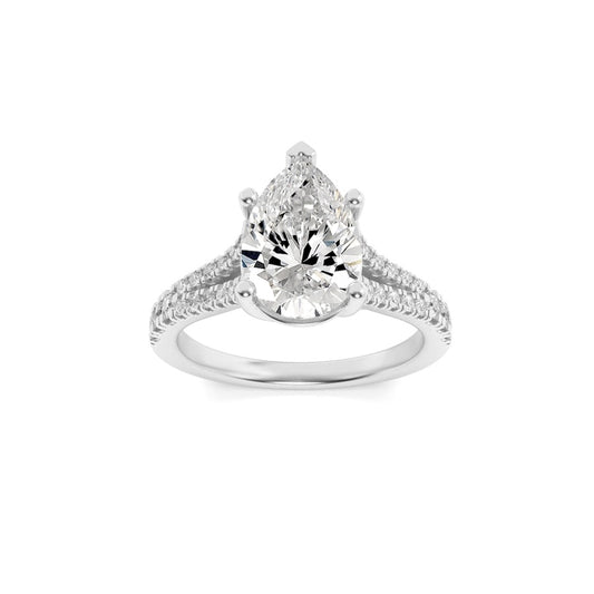 3CTW Pear Shaped Lab Grown Diamond (F/VS) RING in 14K Gold