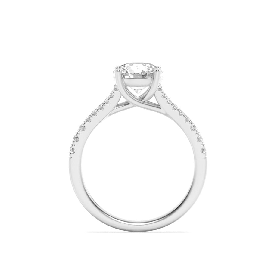 2CTW Round Shaped Lab Grown Diamond (F/VS) Split Shank Trellis Engagement Ring in 14K Gold