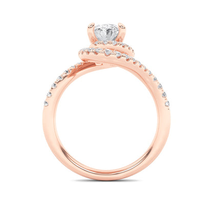 2CTW Oval Shaped Lab Grown Diamond (F/VS) Swirl Accented Engagement Ring in 14K Gold